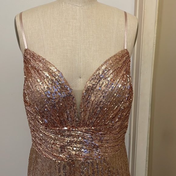 Cinderella Divine CH189 Rose Gold Long Dress - Picture 6 of 9